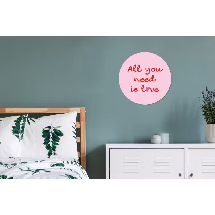 Wandcirkel - Aluminium - Tekst - Roze - Love - Hart — 4