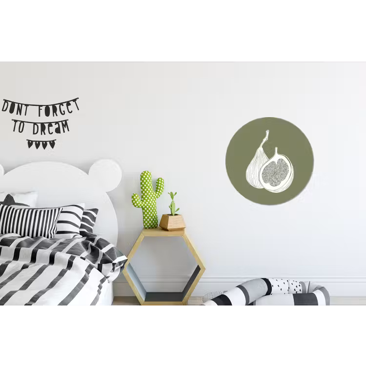 Wandcirkel - Aluminium - Vijgen - Minimalistisch - Getekend - Mosgroen — 5