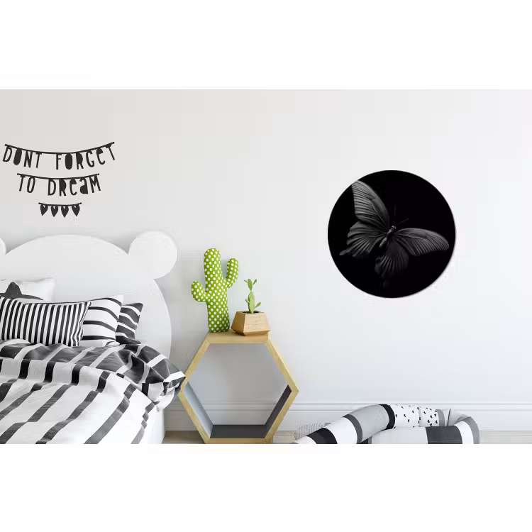 Wandcirkel - Aluminium - Vlinder - Zwart - Insect - Dieren — 5