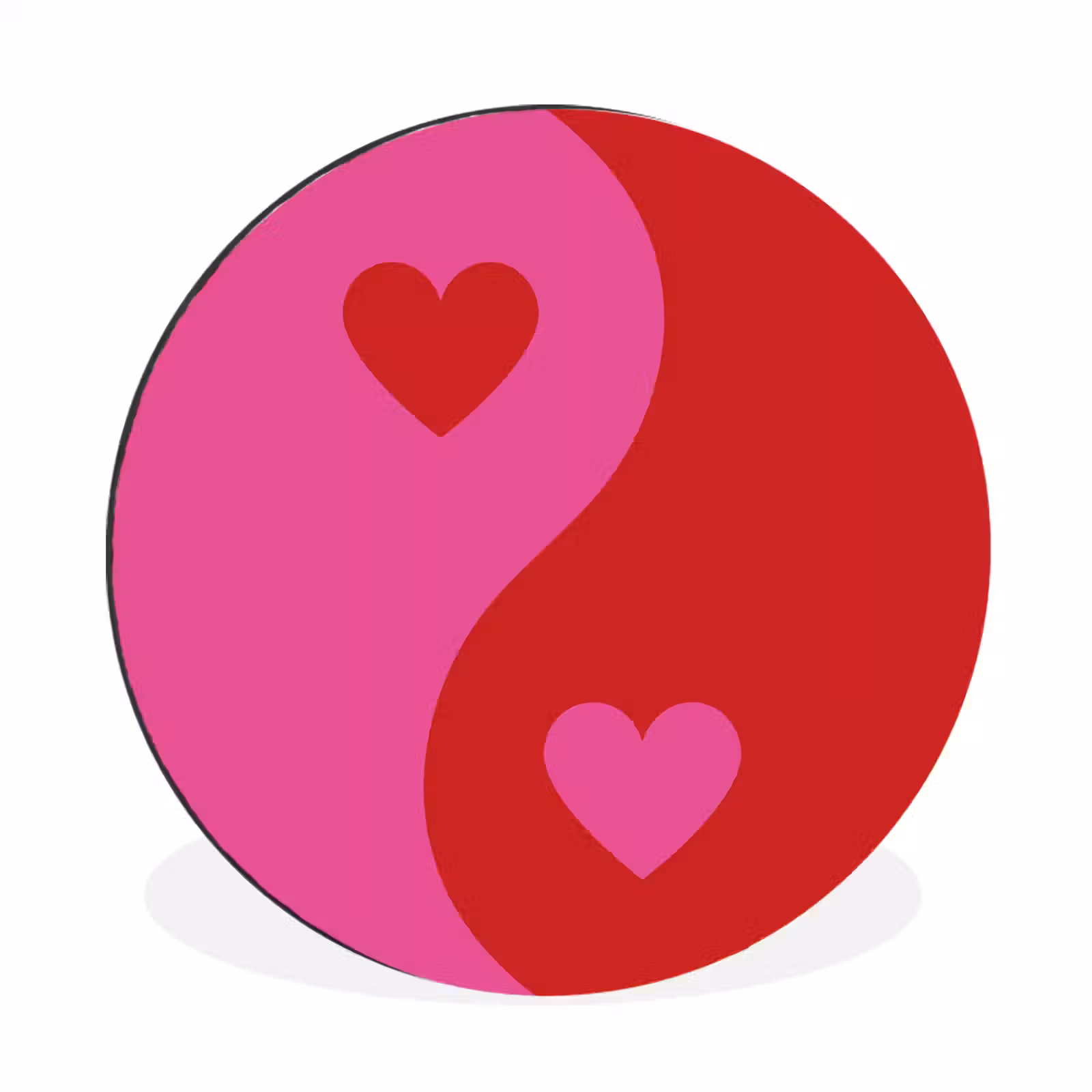 Wandcirkel - Aluminium - Minimalistisch - Rood - Roze - Hartjes — 1