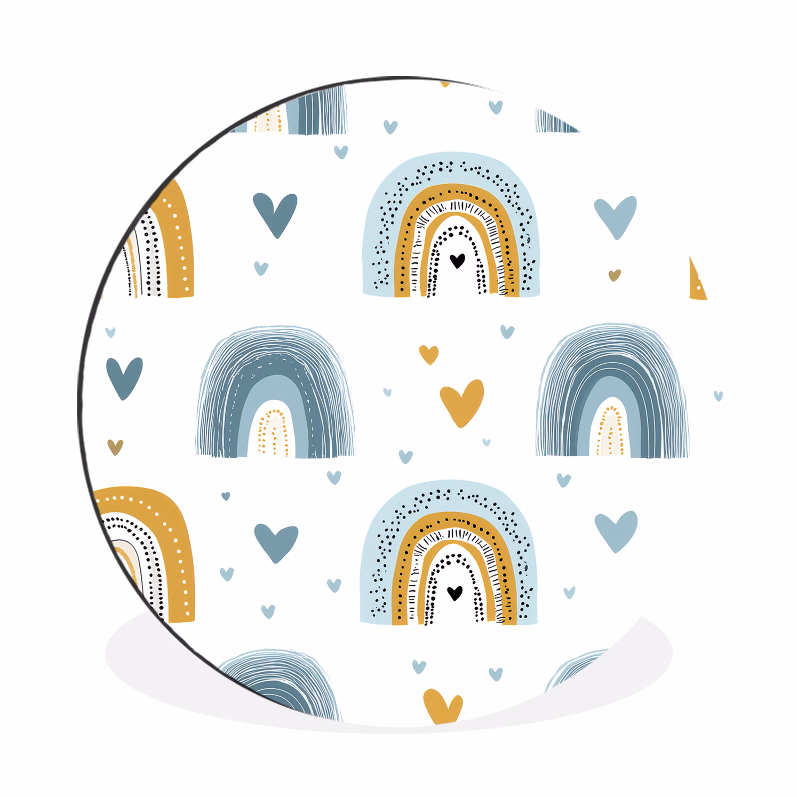 Wandcirkel - Aluminium - Patroon - Regenboog - Hartjes — 1
