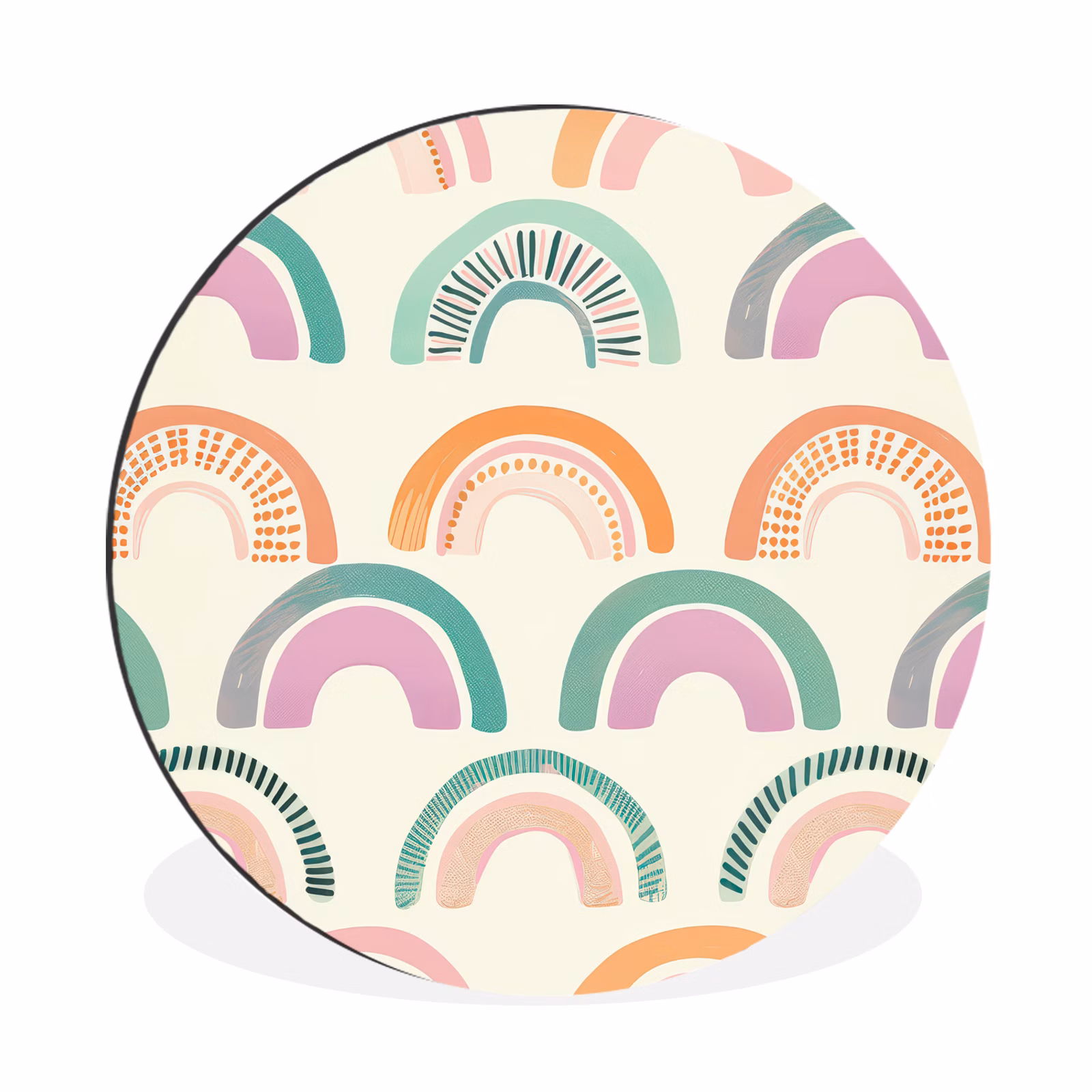 Wandcirkel - Aluminium - Regenboog - Pastel - Patroon — 1