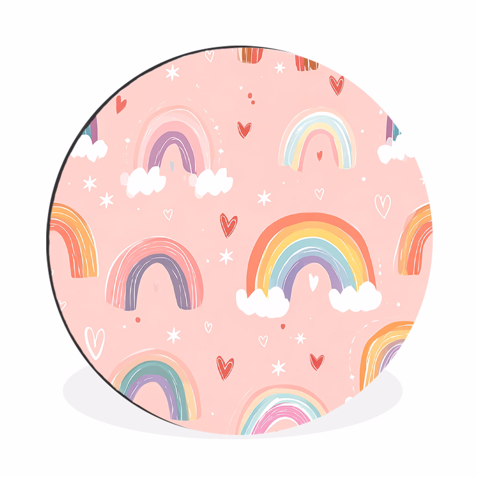 Wandcirkel - Aluminium - Regenboog - Patroon - Pastel — 1