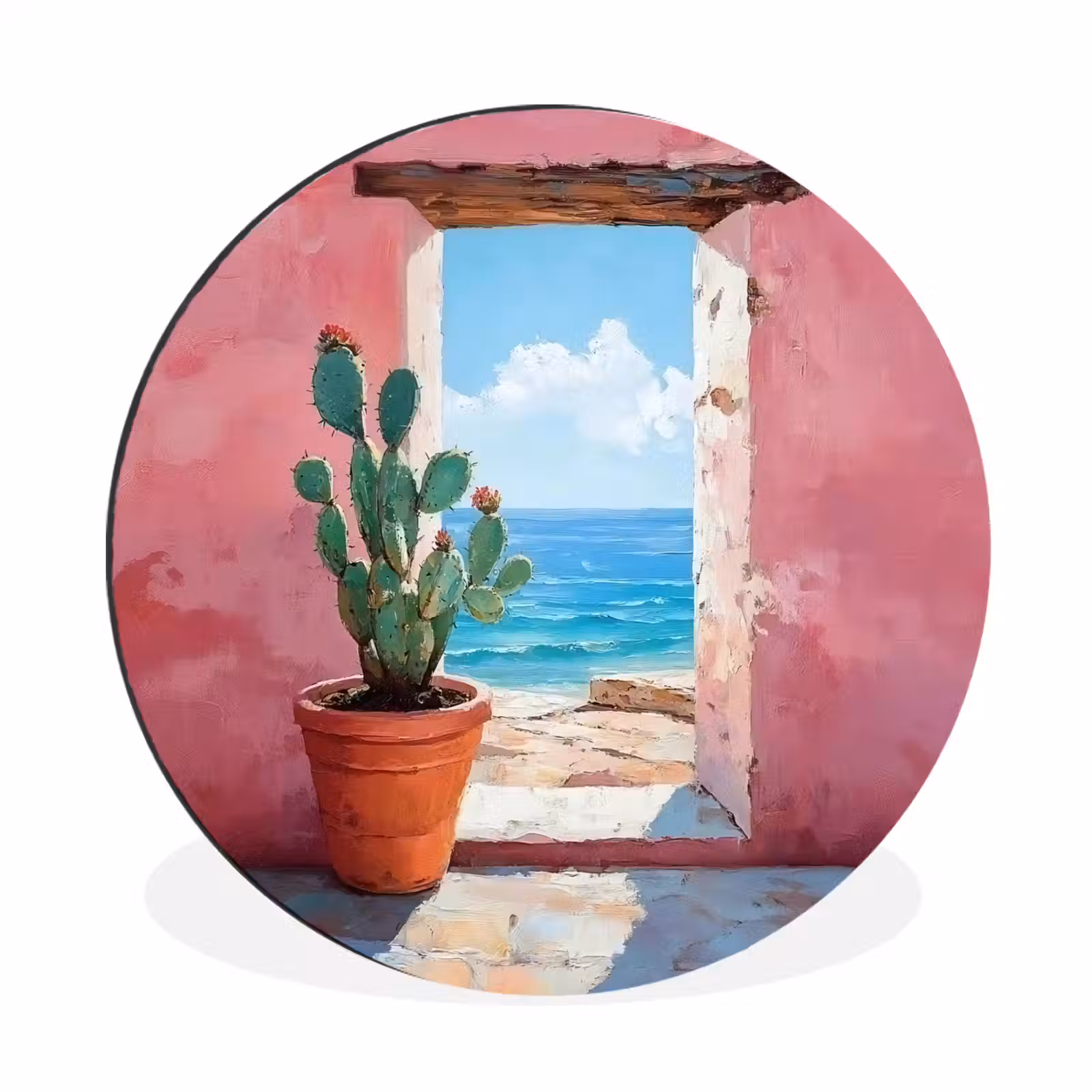 Wandcirkel - Aluminium - Zee - Roze - Cactus — 1