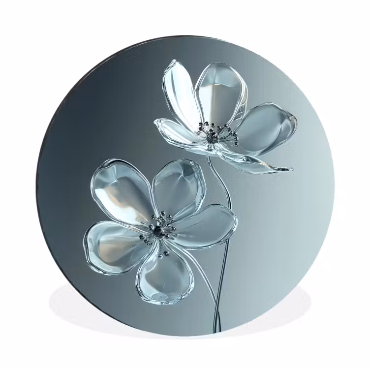 Wandcirkel - Aluminium - Kristal - Bloemen - Grijs — 1