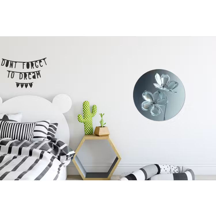 Wandcirkel - Aluminium - Kristal - Bloemen - Grijs — 5