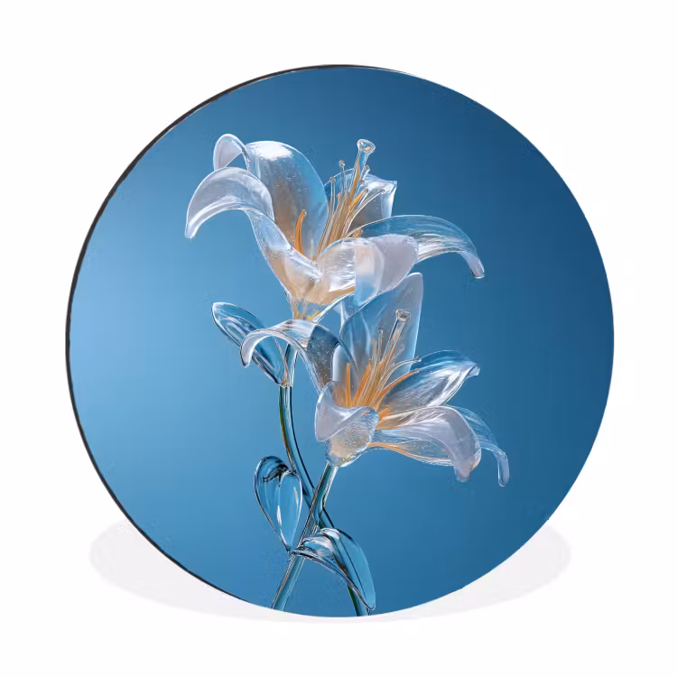 Wandcirkel - Aluminium - Lelies - Blauw - Glazen — 1