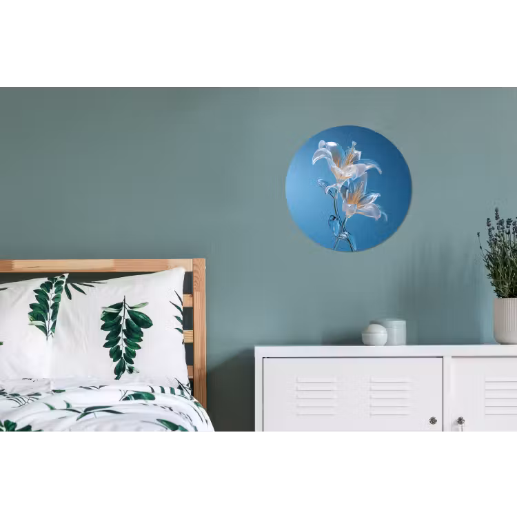 Wandcirkel - Aluminium - Lelies - Blauw - Glazen — 4