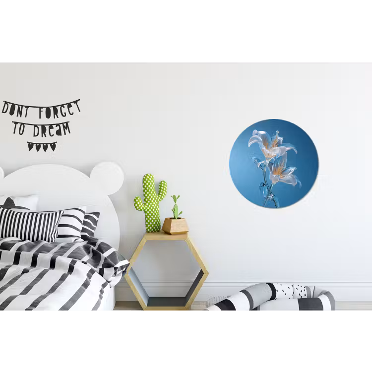 Wandcirkel - Aluminium - Lelies - Blauw - Glazen — 5