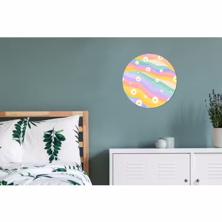 Wandcirkel - Aluminium - Madeliefjes - Kleurrijk - Pastel — 4