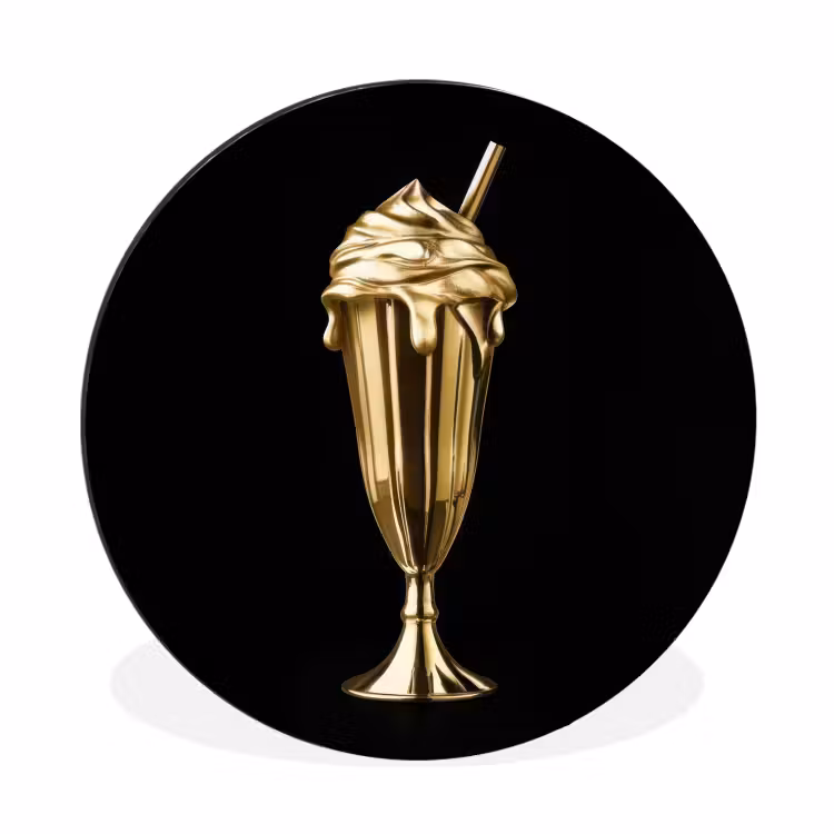 Wandcirkel - Aluminium - Milkshake - Goud - Drinken - Zwart — 1