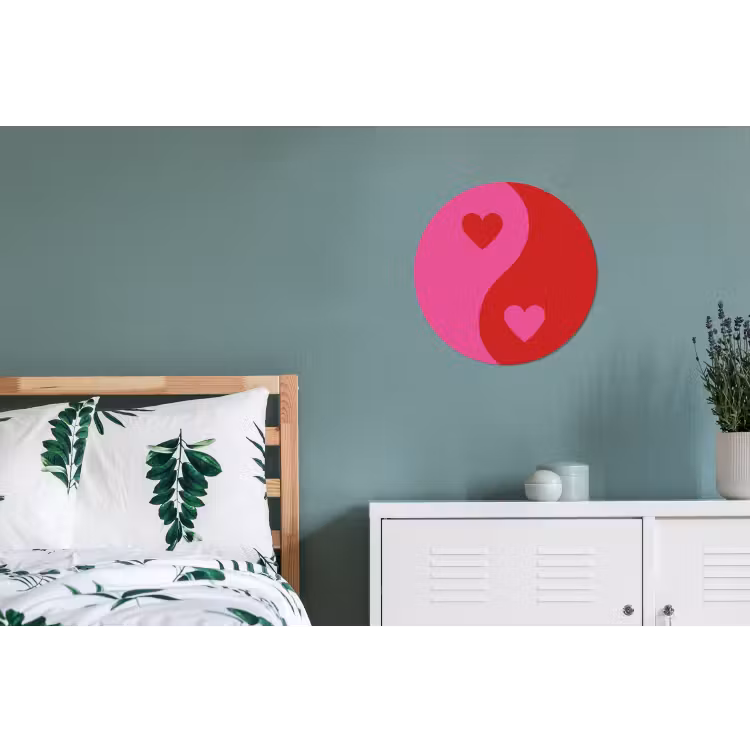 Wandcirkel - Aluminium - Minimalistisch - Rood - Roze - Hartjes — 4