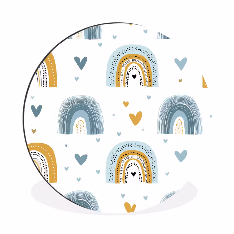 Wandcirkel - Aluminium - Patroon - Regenboog - Hartjes — 1