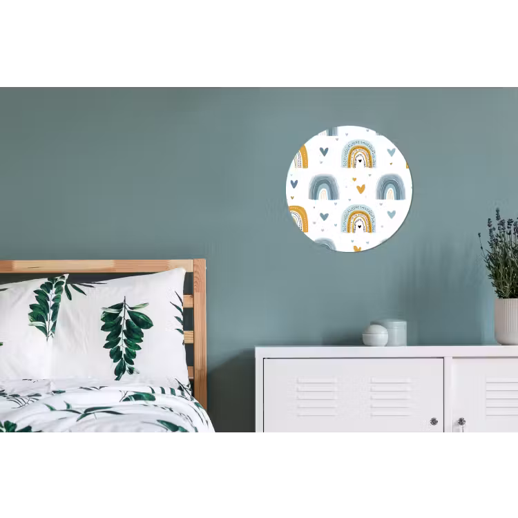 Wandcirkel - Aluminium - Patroon - Regenboog - Hartjes — 4