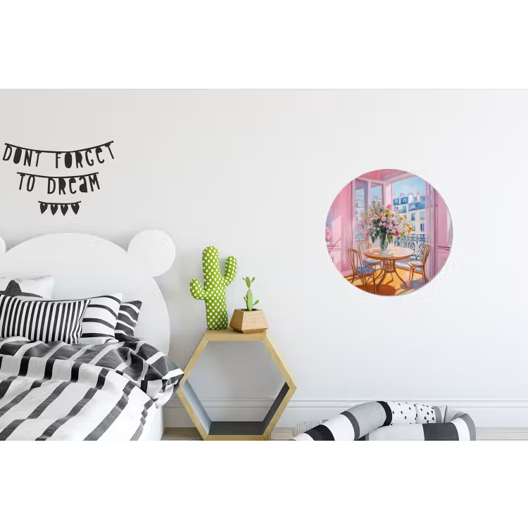 Wandcirkel - Aluminium - Pink - City - Bloemen — 5