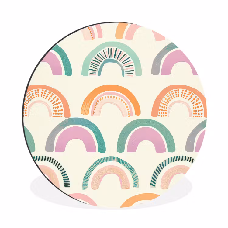 Wandcirkel - Aluminium - Regenboog - Pastel - Patroon — 1