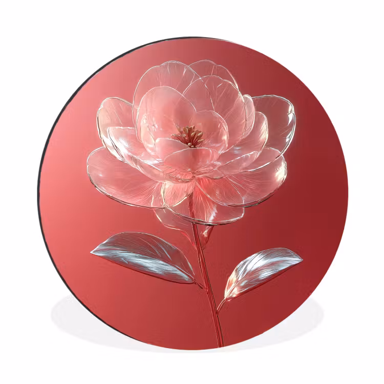 Wandcirkel - Aluminium - Sierlijk - Bloem - Roze - Glazen — 1