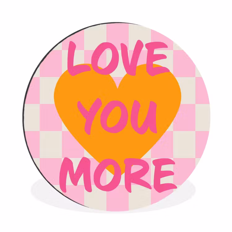 Wandcirkel - Aluminium - Valentijn - Love - Roze - Oranje — 1