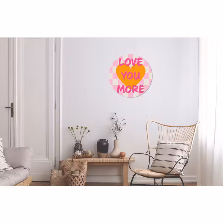 Wandcirkel - Aluminium - Valentijn - Love - Roze - Oranje — 2