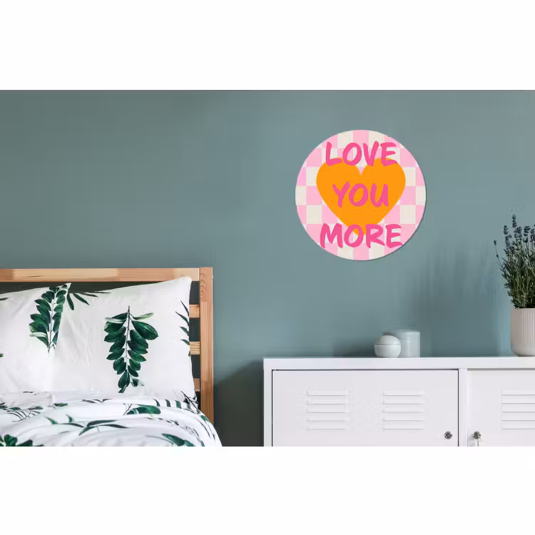 Wandcirkel - Aluminium - Valentijn - Love - Roze - Oranje — 4
