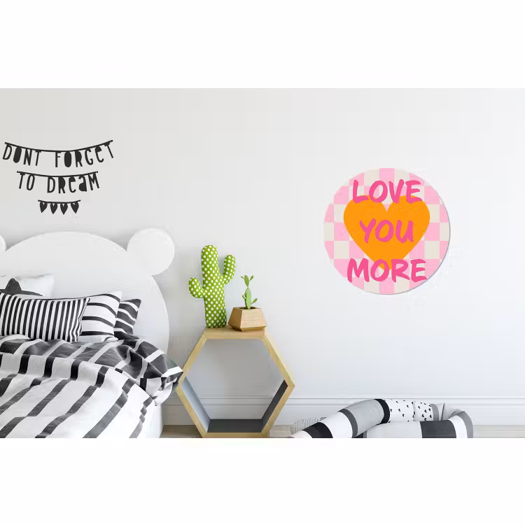 Wandcirkel - Aluminium - Valentijn - Love - Roze - Oranje — 5