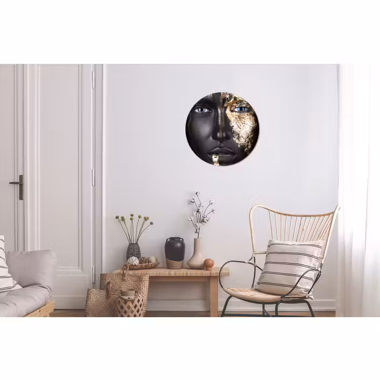 Wandcirkel - Aluminium - Vrouw - Bladgoud - Zwart - Goud - Luxe — 2