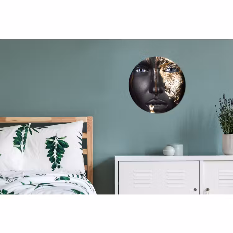 Wandcirkel - Aluminium - Vrouw - Bladgoud - Zwart - Goud - Luxe — 4
