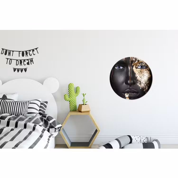 Wandcirkel - Aluminium - Vrouw - Bladgoud - Zwart - Goud - Luxe — 5