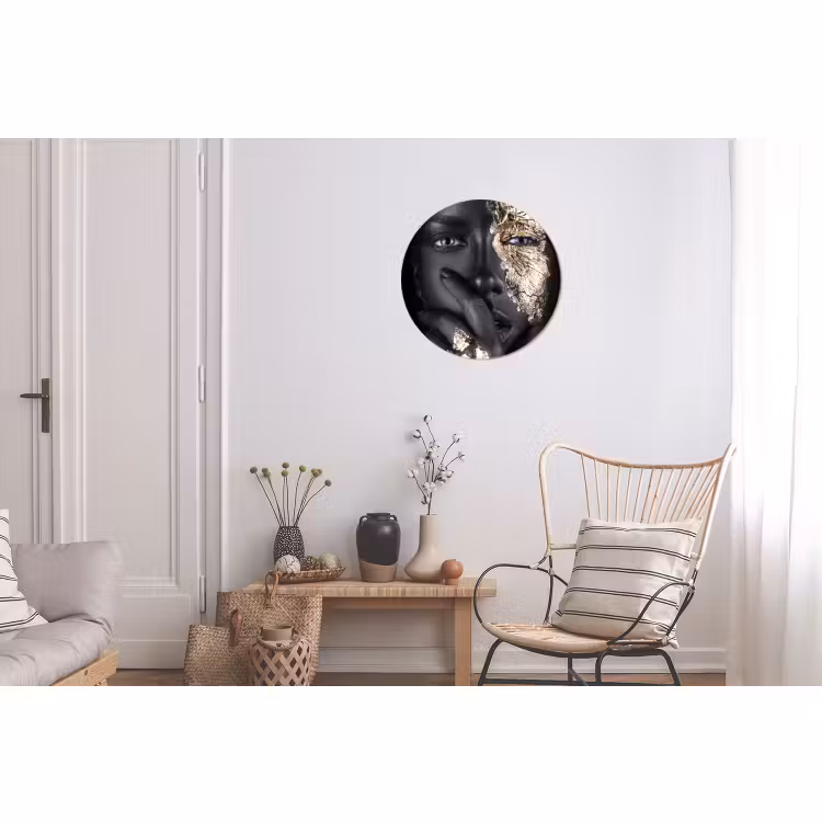 Wandcirkel - Aluminium - Vrouw - Goud - Zwart - Schmink - Luxe — 2