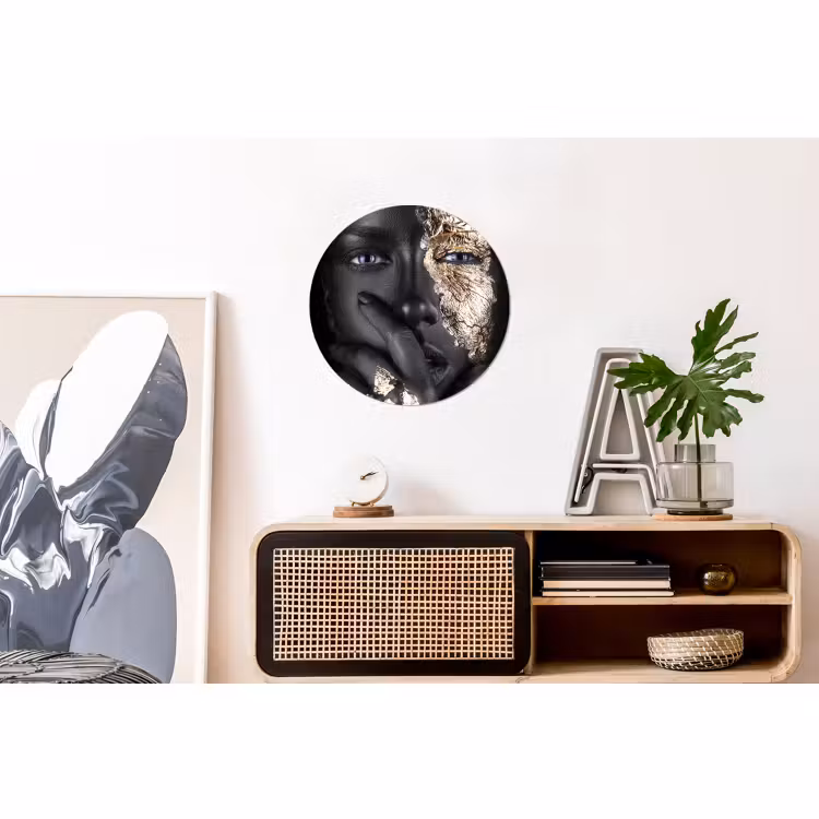Wandcirkel - Aluminium - Vrouw - Goud - Zwart - Schmink - Luxe — 3