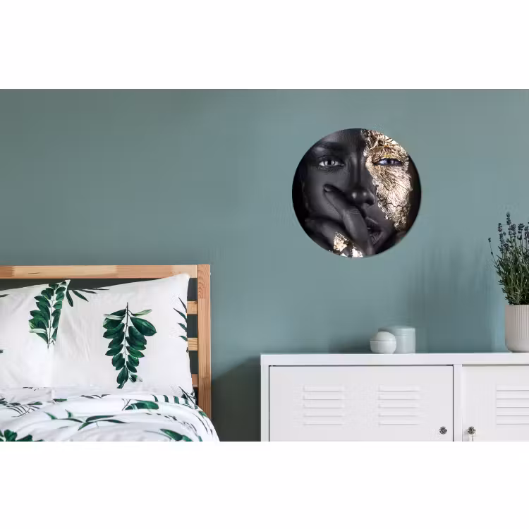 Wandcirkel - Aluminium - Vrouw - Goud - Zwart - Schmink - Luxe — 4