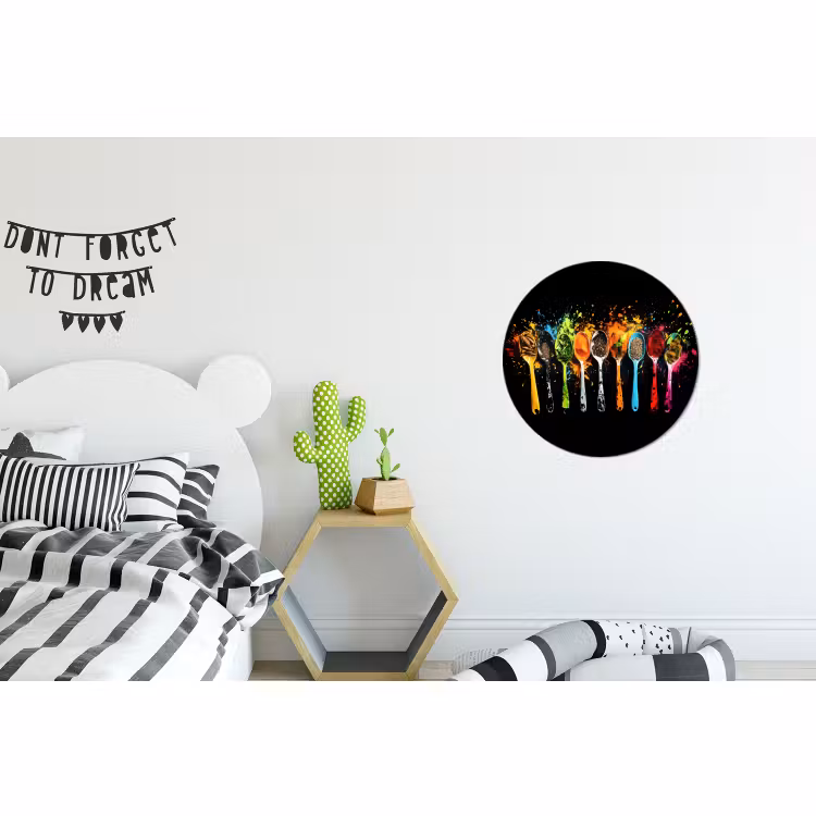 Wandcirkel - Aluminium - Lepels - Kruiden - Modern - Graffiti - Verf - Kleurrijk — 5