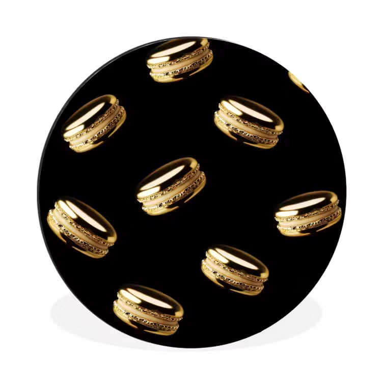 Wandcirkel - Aluminium - Macarons - Patroon - Goud - Zwart — 1