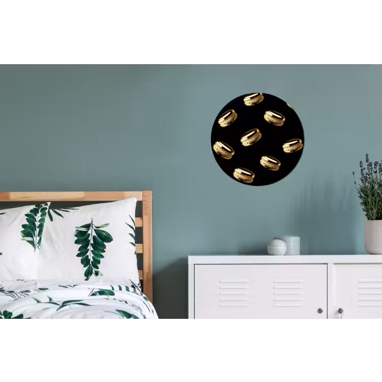 Wandcirkel - Aluminium - Macarons - Patroon - Goud - Zwart — 4