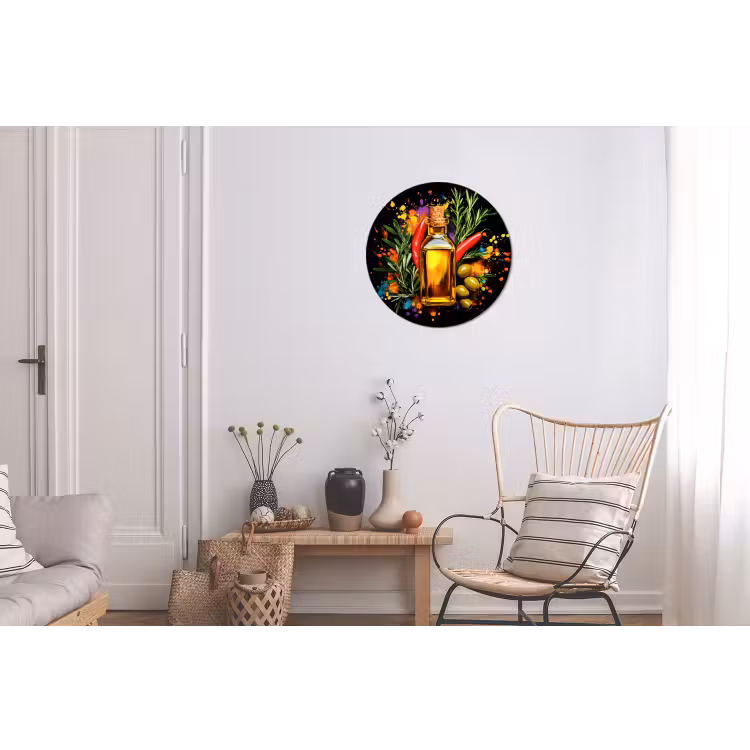 Wandcirkel - Aluminium - Olijfolie - Graffiti - Peper - Olijven - Modern — 2