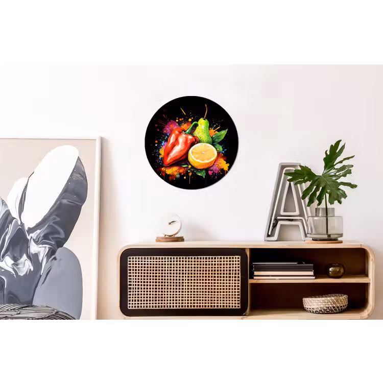 Wandcirkel - Aluminium - Paprika - Peer - Citroen - Graffiti - Verf - Abstract — 3