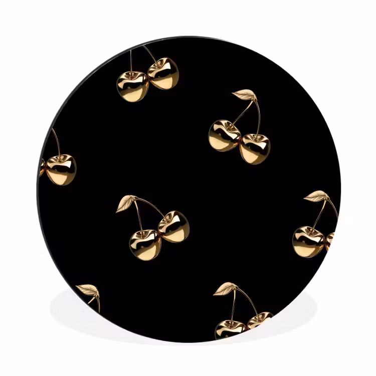 Wandcirkel - Aluminium - Patroon - Kersen - Goud - Chrome — 1