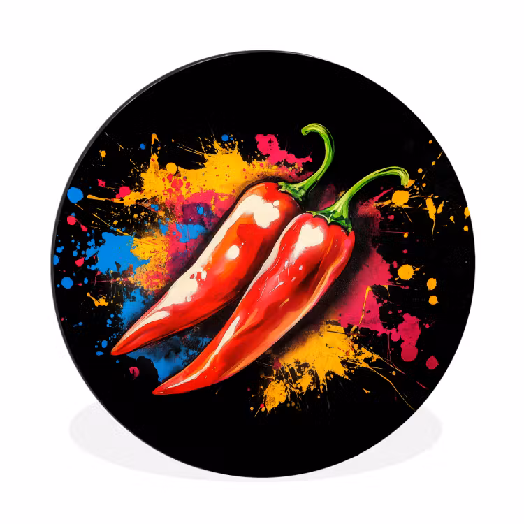 Wandcirkel - Aluminium - Peper - Graffiti - Verf - Abstract - Modern - Kleurrijk — 1