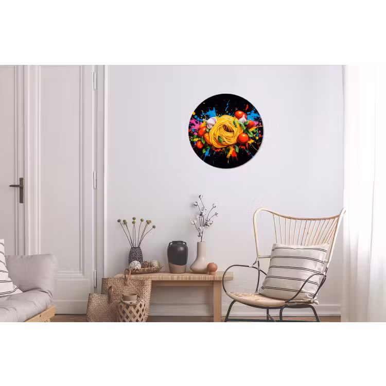 Wandcirkel - Aluminium - Spaghetti - Graffiti - Verf - Kleurrijk - Eten - Modern — 2