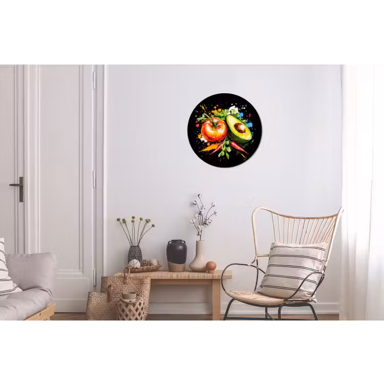 Wandcirkel - Aluminium - Tomaat - Avocado - Peper - Graffiti - Verf - Modern — 2