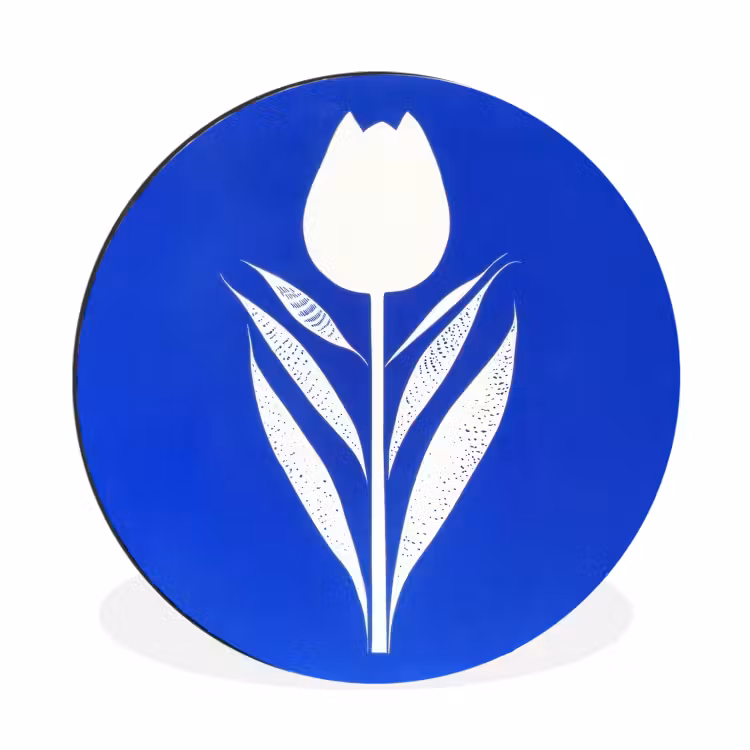Wandcirkel - Aluminium - Tulp - Minimalistisch - Bladeren - Wit — 1