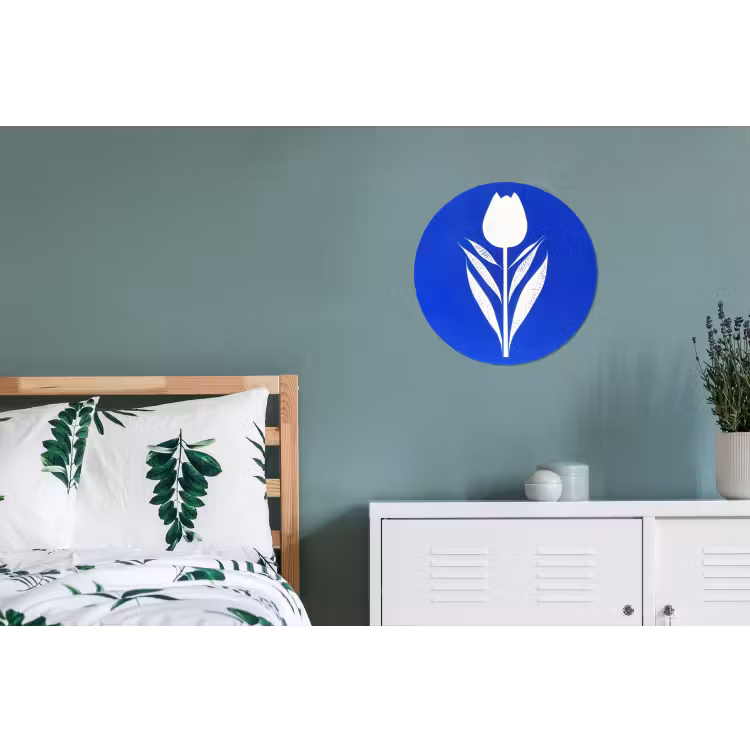 Wandcirkel - Aluminium - Tulp - Minimalistisch - Bladeren - Wit — 4