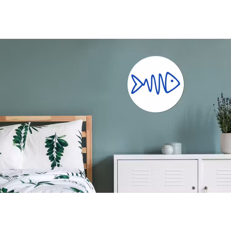 Wandcirkel - Aluminium - Vis - Minimalistisch - Blauw - Lijn — 4