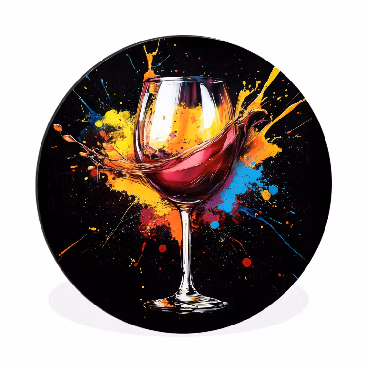 Wandcirkel - Aluminium - Wijn - Glas - Graffiti - Borrel - Rood - Verf — 1