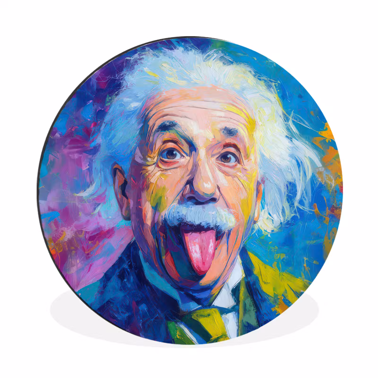 Wandcirkel - Aluminium - Oude man - Expressief - Kleurrijk — 1