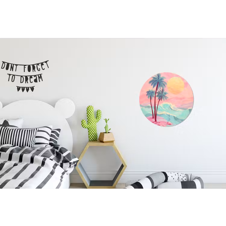 Wandcirkel - Aluminium - Palmbomen - Golven - Zee — 5