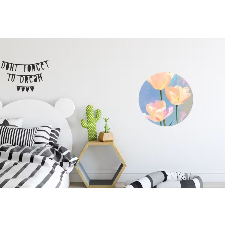 Wandcirkel - Aluminium - Tulpen - Roze accenten - Blauw — 5