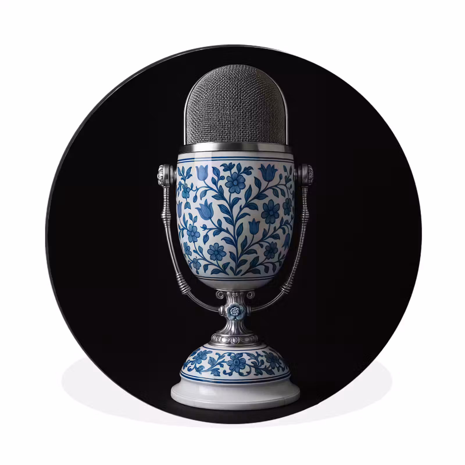 Wandcirkel - Aluminium - Microfoon - Delfts blauw - Muziek — 1