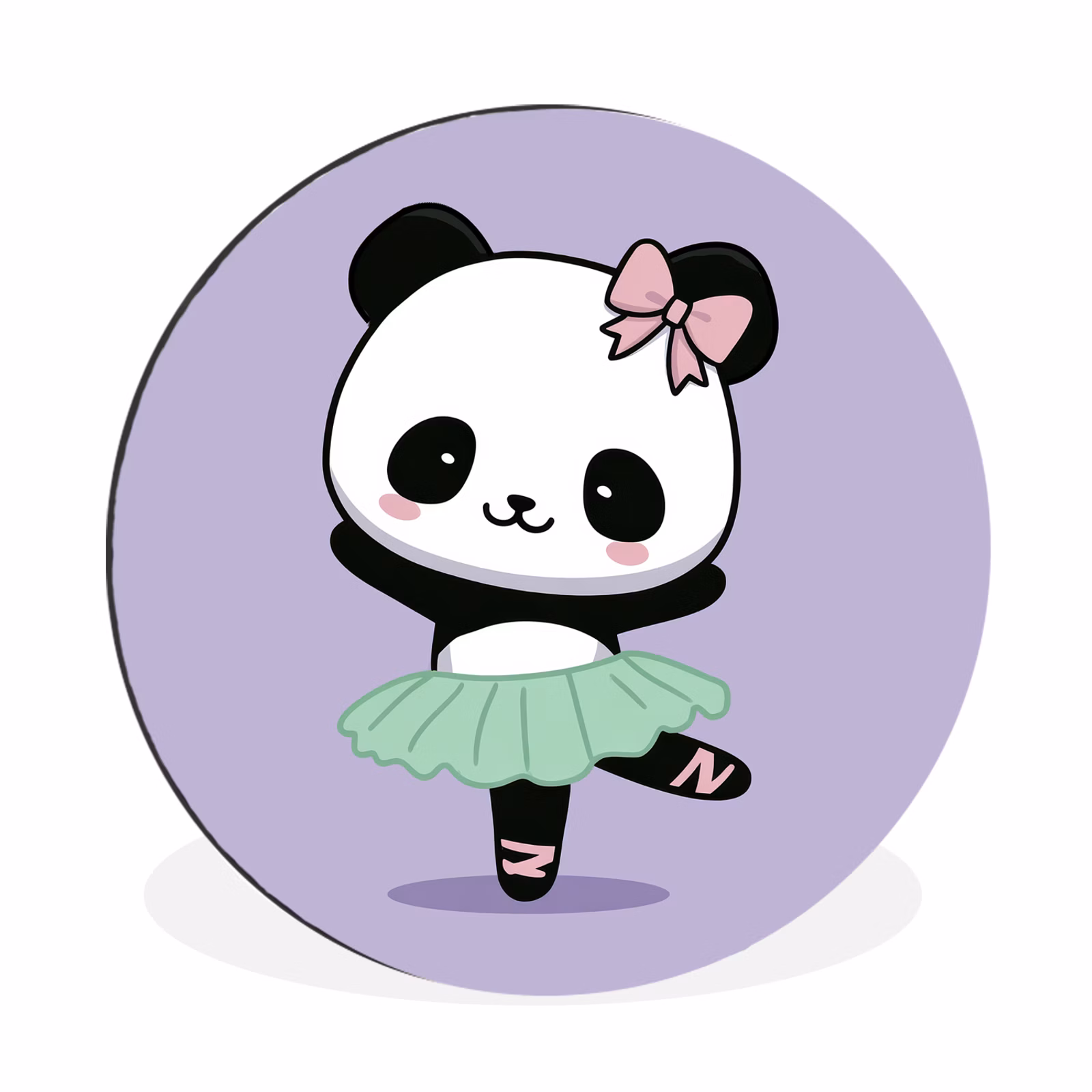 Wandcirkel - Aluminium - Panda - Paars - Sierlijk - Kawaii — 1
