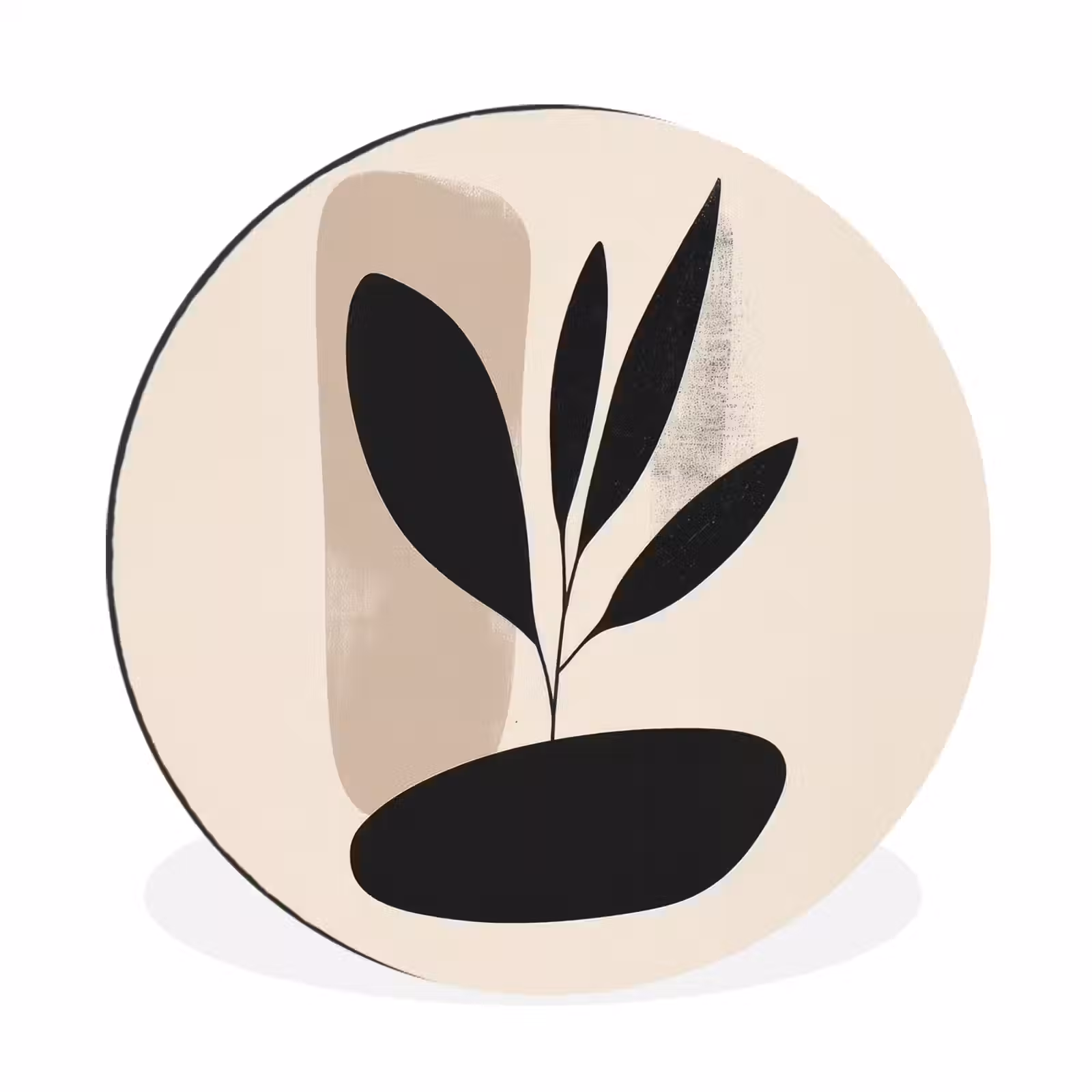 Wandcirkel - Aluminium - Plant - Beige - Japandi — 1